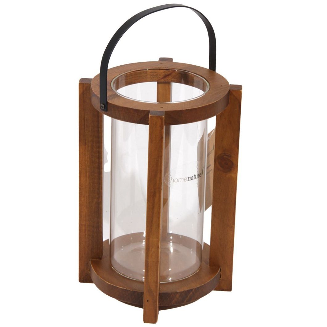 Home Nature Portavelas de Madera Rústico 16.5*15*23 Cm