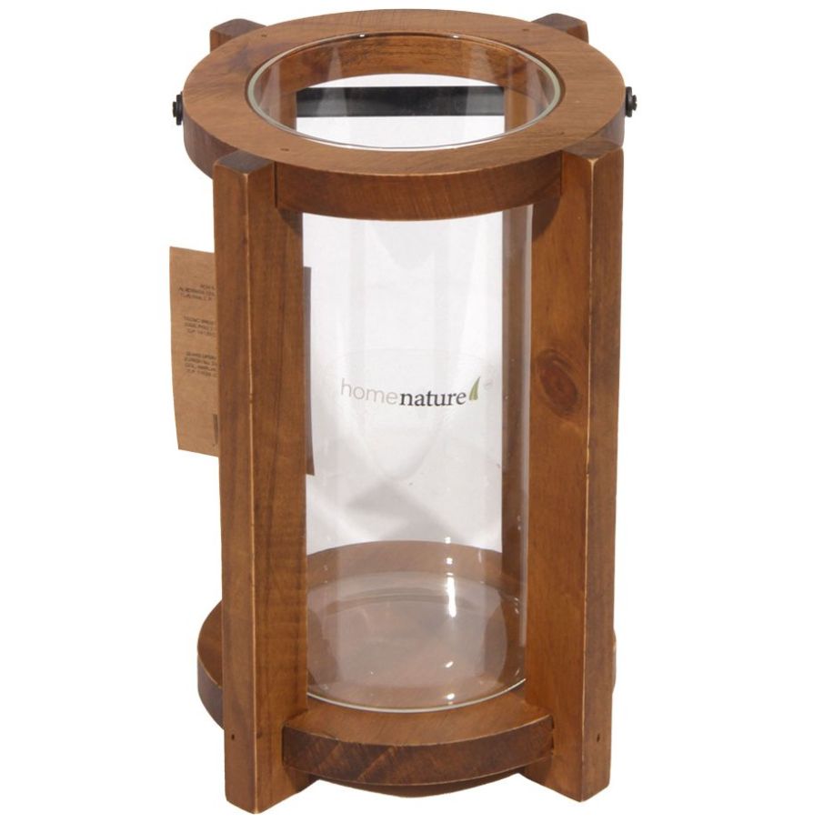 Home Nature Portavelas de Madera Rústico 16.5*15*23 Cm