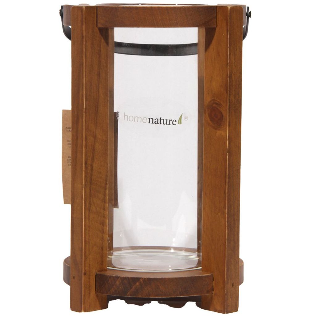 Home Nature Portavelas de Madera Rústico 16.5*15*23 Cm