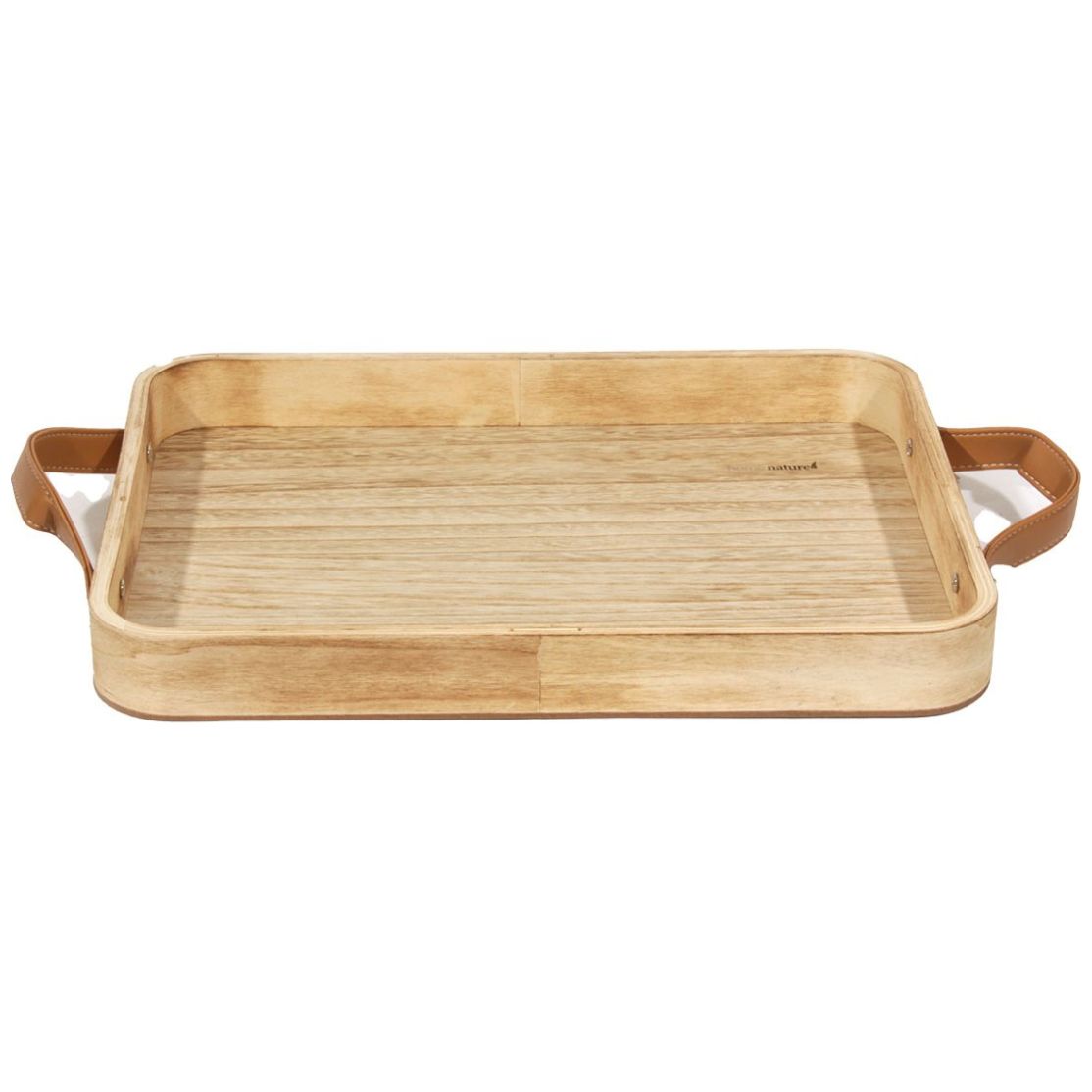 Home Nature Bandeja Rectangular de Madera con Asas 41.5*30*9.5 Cm