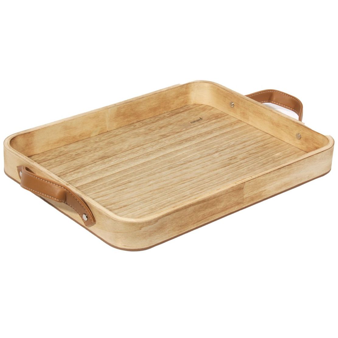 Home Nature Bandeja Rectangular de Madera con Asas 41.5*30*9.5 Cm