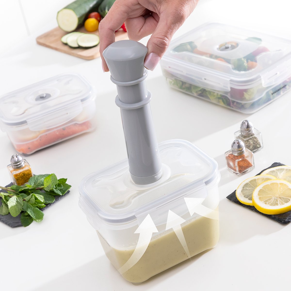 Set 3 Recipientes Y Bomba para Envasado al Vacío Innovagoods