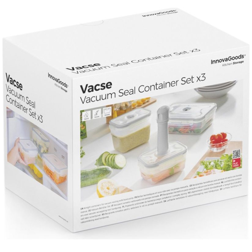 Set 3 Recipientes Y Bomba para Envasado al Vacío Innovagoods