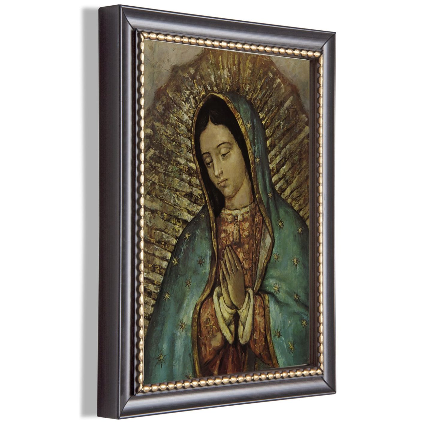 Cuadro Rectangular Café de Busto Virgen de Guadalupe con Toques Dorados Estampa Italiana