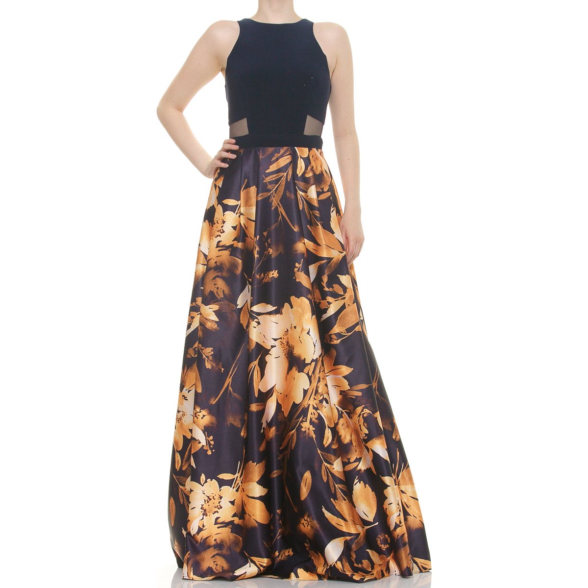 Vestido  Formal Largo con Transparencia para Dama Nikki Italy