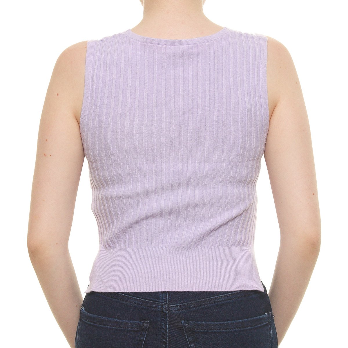 Blusa Acanalada Cuello V Sin Manga para Dama Uk