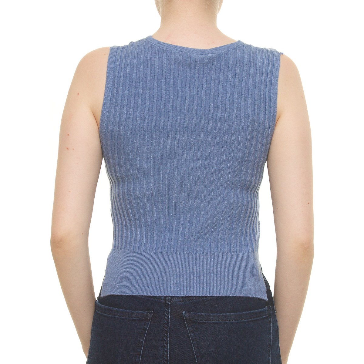 Blusa Acanalada Cuello V Sin Manga para Dama Uk