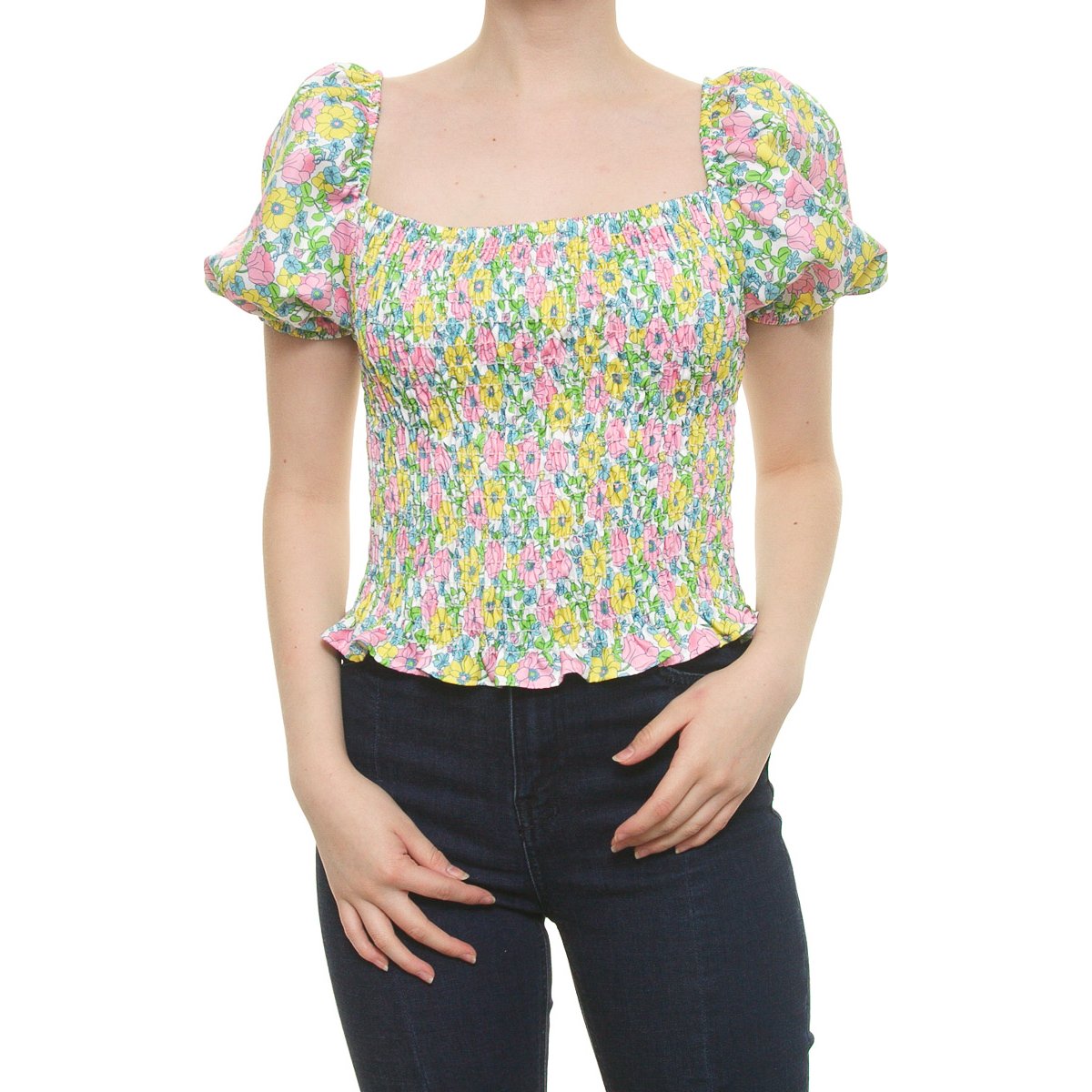 Blusa Escote Cuadrado Manga Corta para Dama Studio si