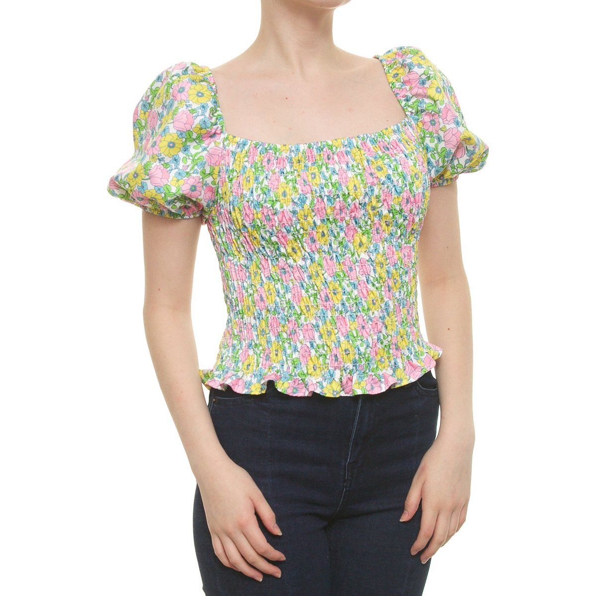 Blusa Escote Cuadrado Manga Corta para Dama Studio si