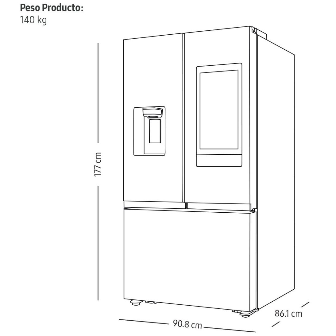 Refrigerador Samsung Family Hub Rf32Cg5911Srem con Despachador 30.5 Ft Acero