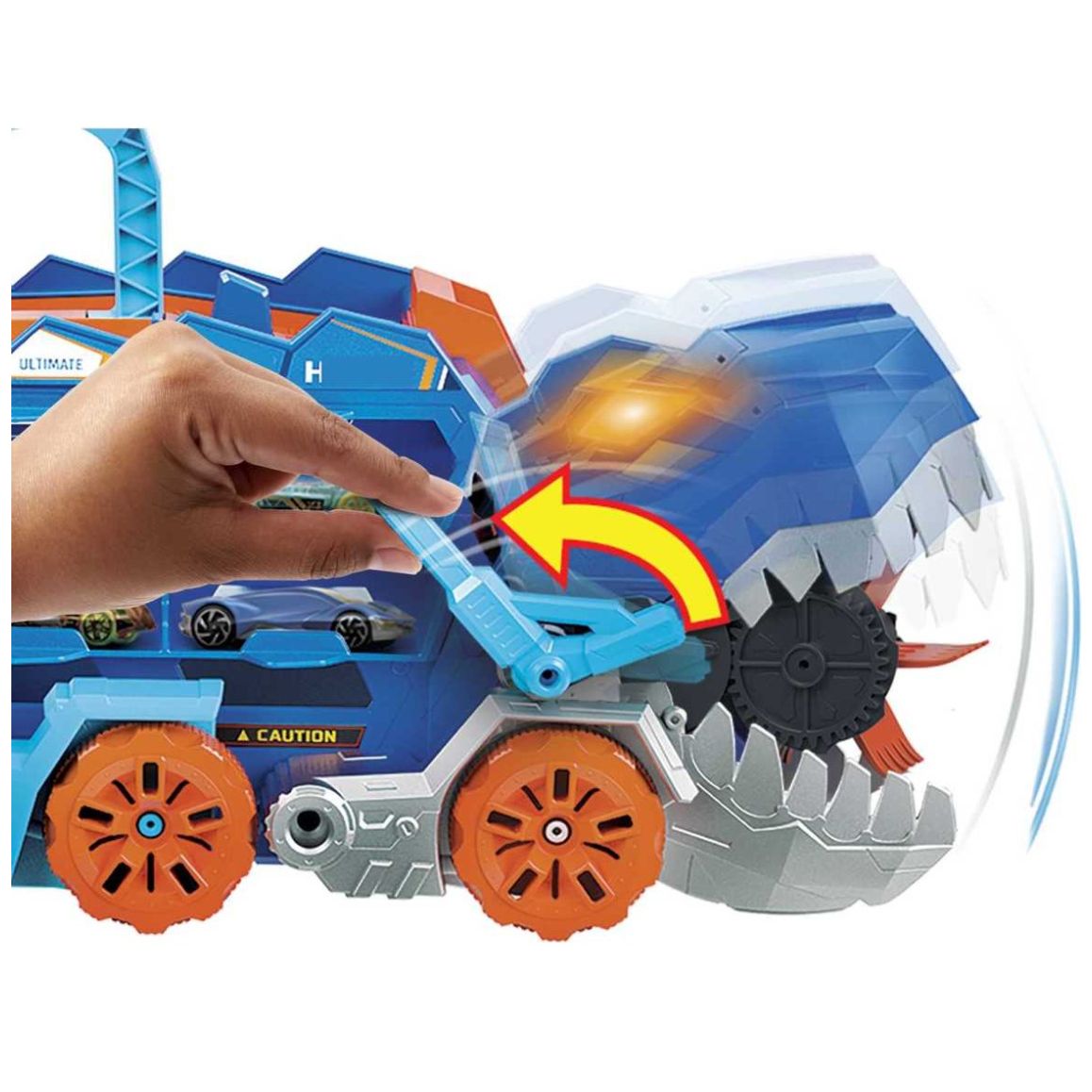 Hot Wheels City Pista de Juguete Súper Remolque de T-Rex Mattel