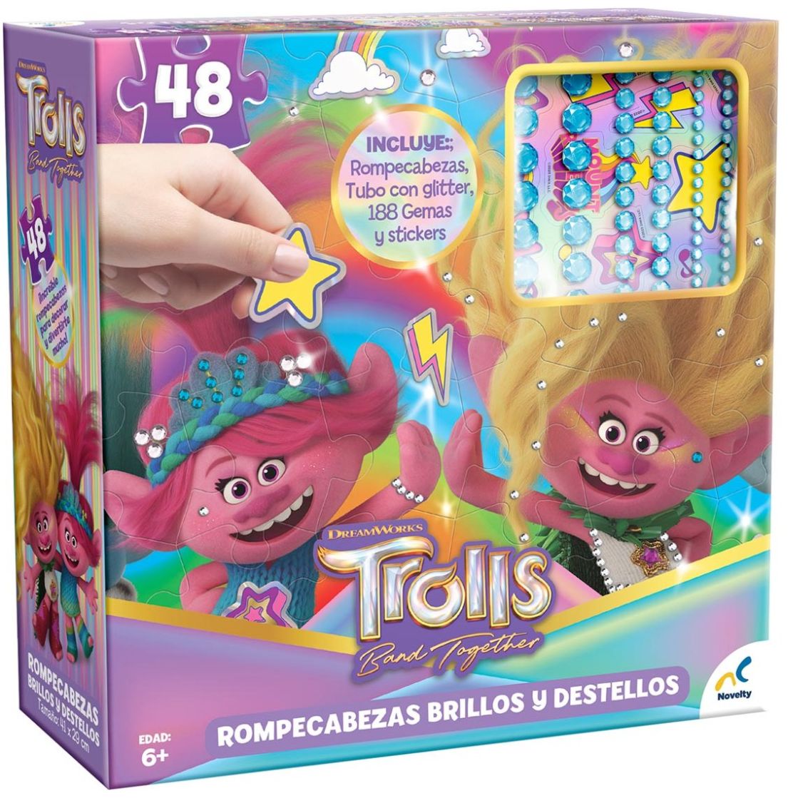 Rompecabezas Brillos Trolls 3 Novelty