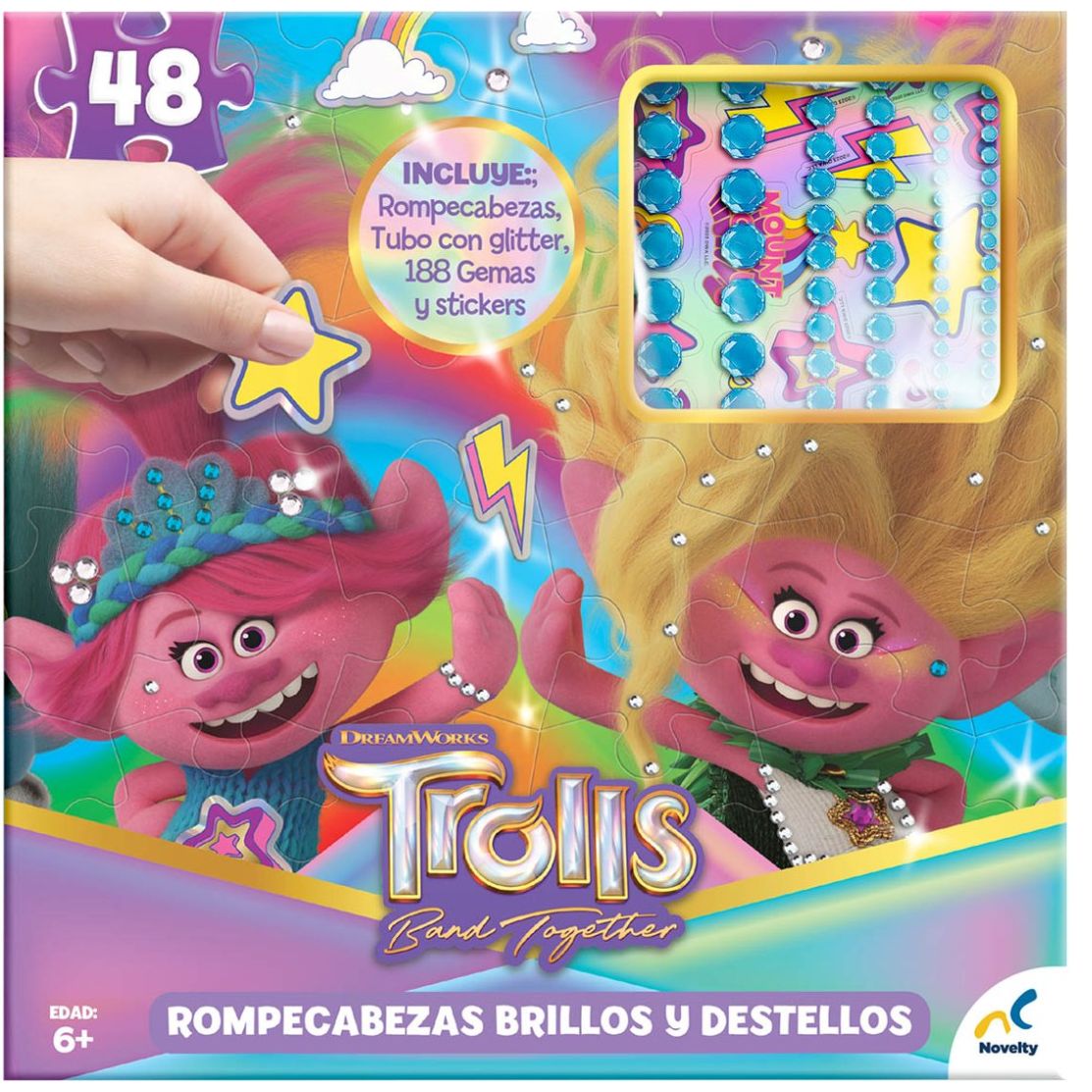 Rompecabezas Brillos Trolls 3 Novelty