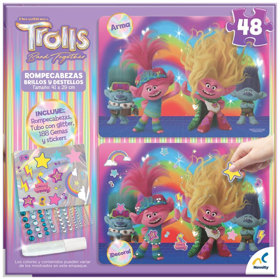 Rompecabezas Brillos Trolls 3 Novelty