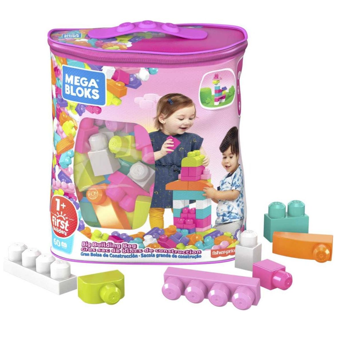 Mega Bloks Juguete Bolsa Construcción 60 Piezas Color Salsa Mattel