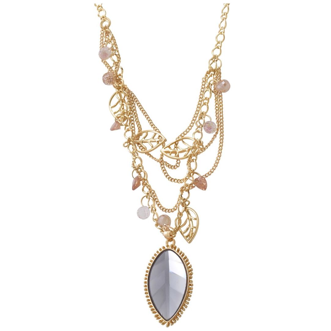 Collar de Hojas con Piedra Oval Unlimited By Ob