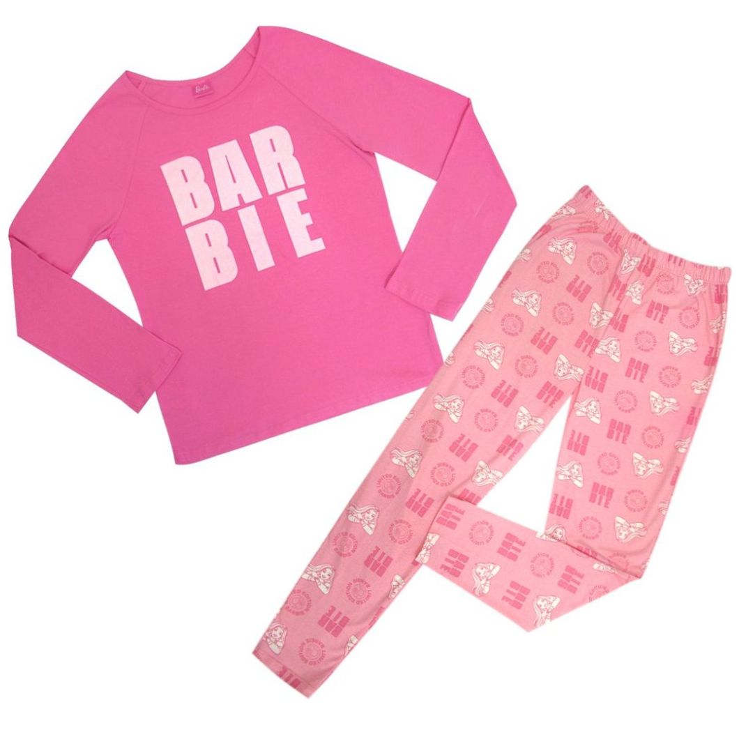 Pijama Algodón Playera Manga Larga Pantalón Barbie