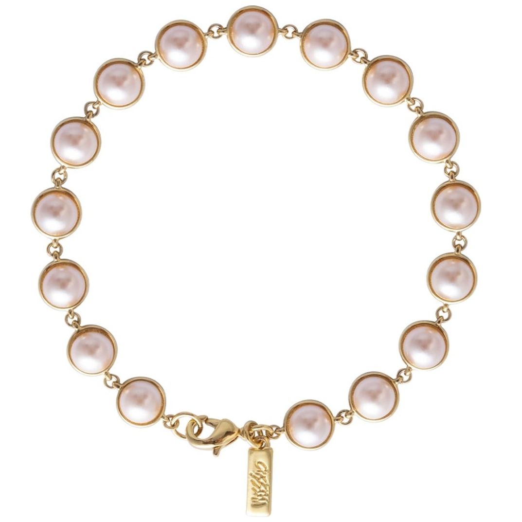 Pulsera en Dorado con Perlas de Cristal Color Rosa Mossimo