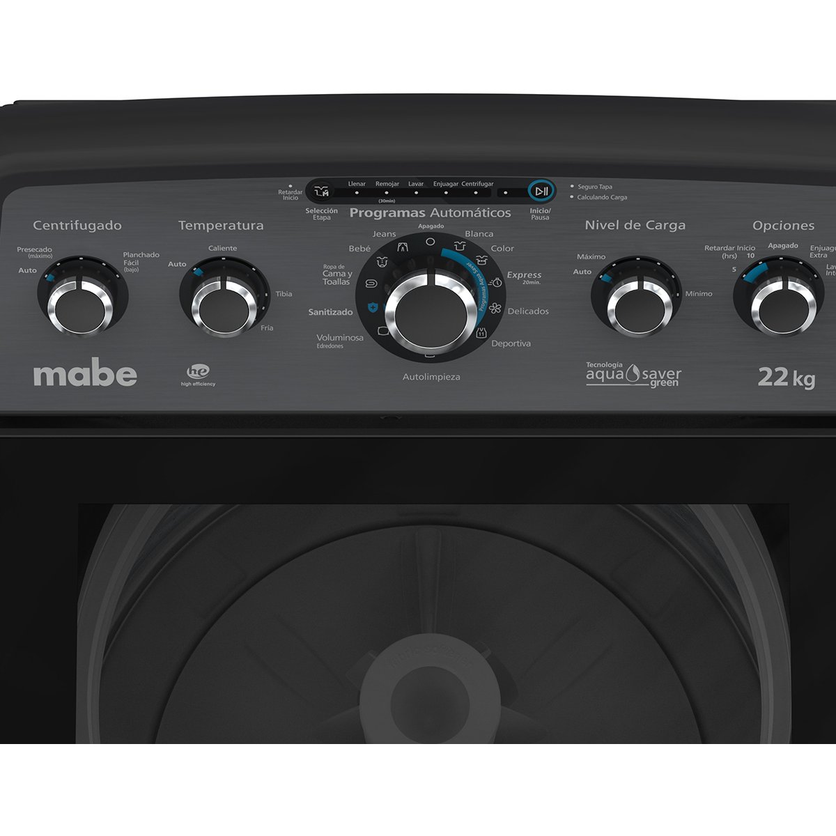 Lavadora Mabe Carga Superior 22Kg Lma72215Wdaba0 Diamond Gray