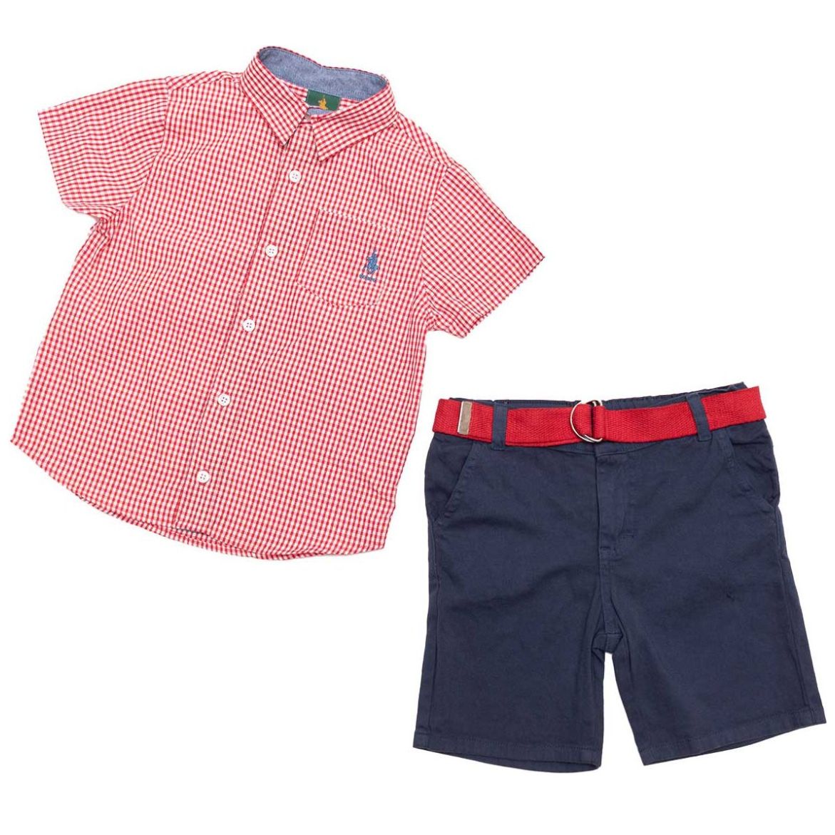 Conjunto Royal Polo Club Camisa Y Short Gabardina con Cinturón para Niño