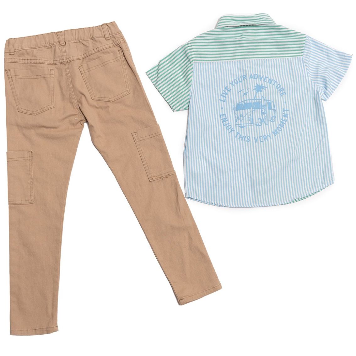 Conjunto Being 2 Nice Camisa Manga Corta con Pop Pantalón Cargo para Niño