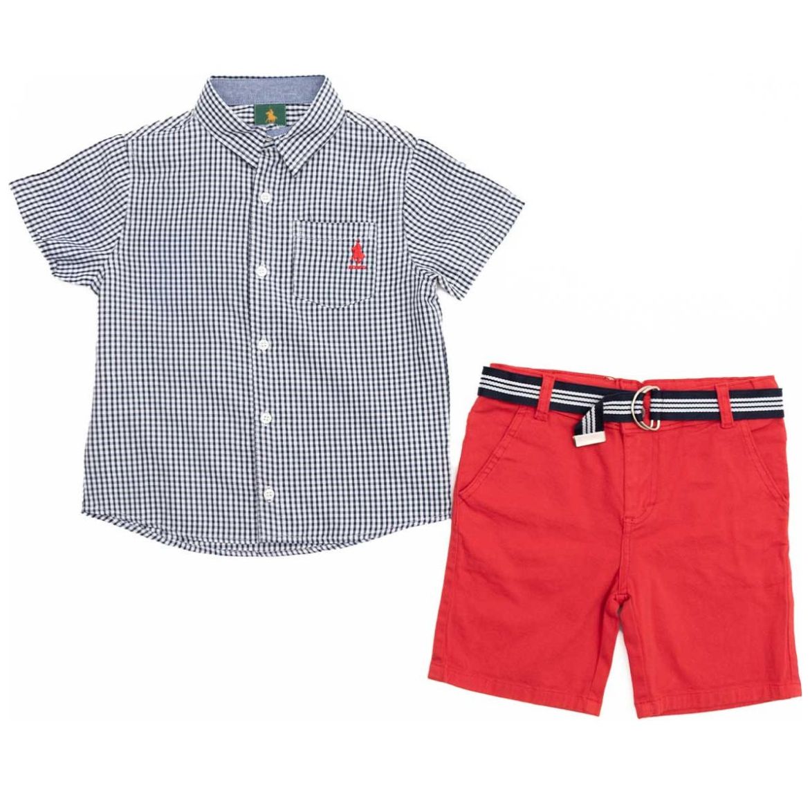 Conjunto Royal Polo Club Camisa Short Gabardina con Cinturón para Niño