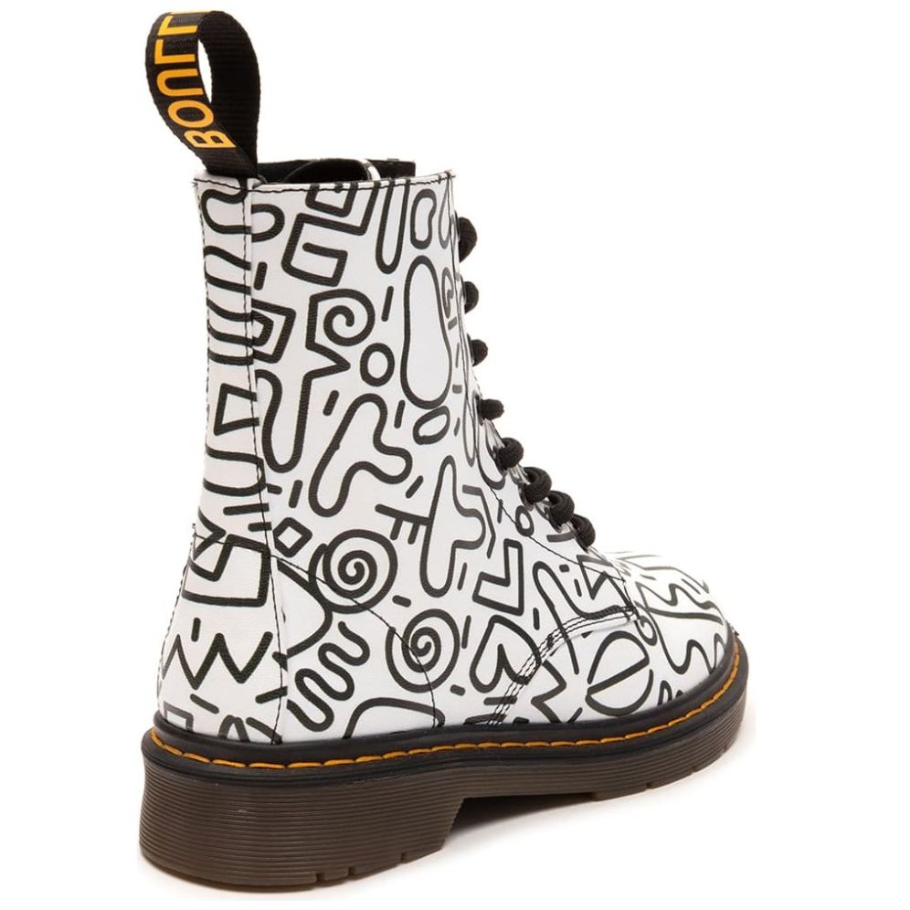 Bota Combat con Diseño Blanco Combinado Boullevard