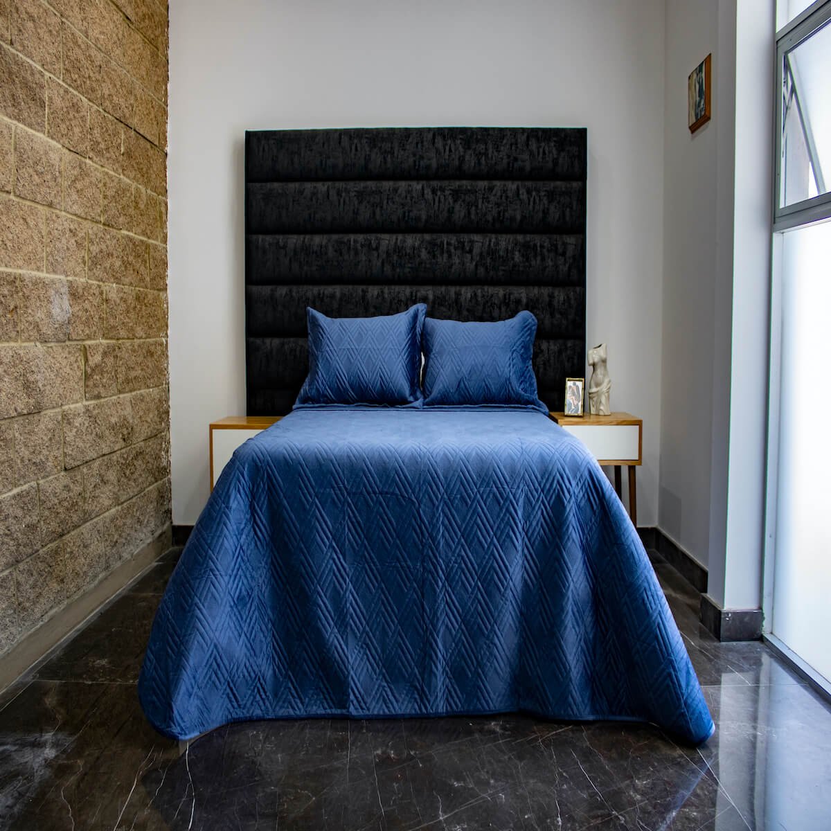 Colcha Velvet Azul Dormireal - King Size