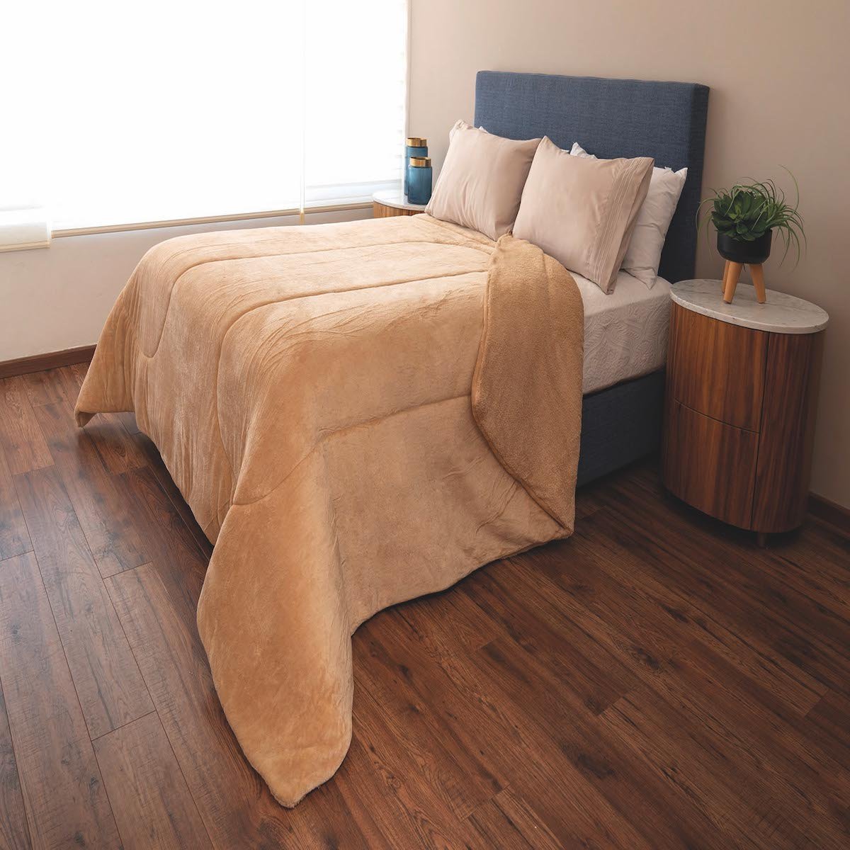 Cobertor Beige Liso Dormireal - Matrimonial