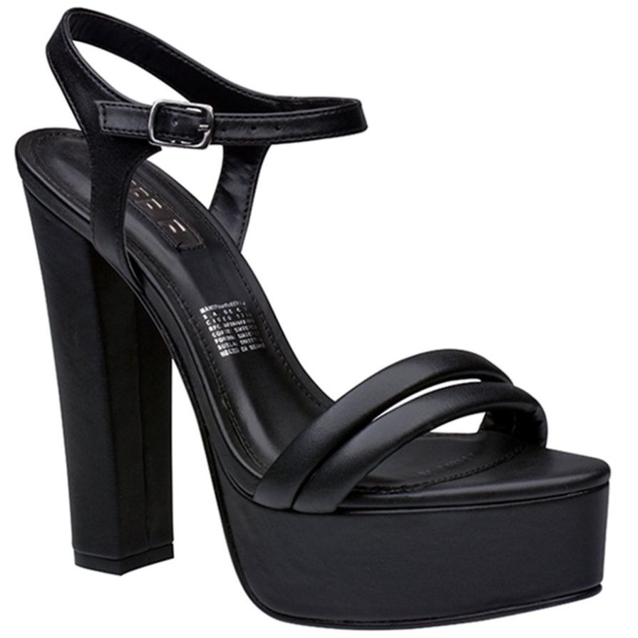 Sandalia con Tacón Y Plataforma Doble Tira Negra Efe