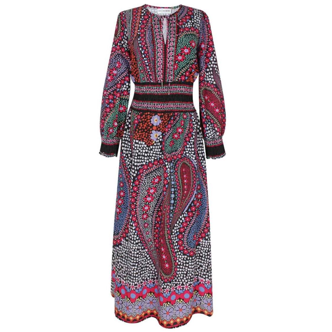 Vestido City Femme Manga Larga Abullonada Cuello Redondo Estampado Floral