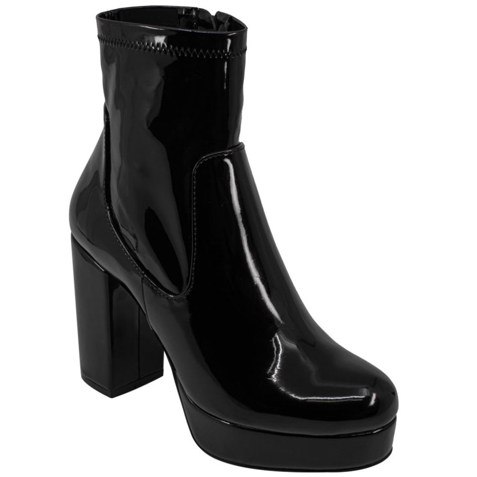 Bota de Charol con Plataforma Y Cierre Lateral Negra Efe