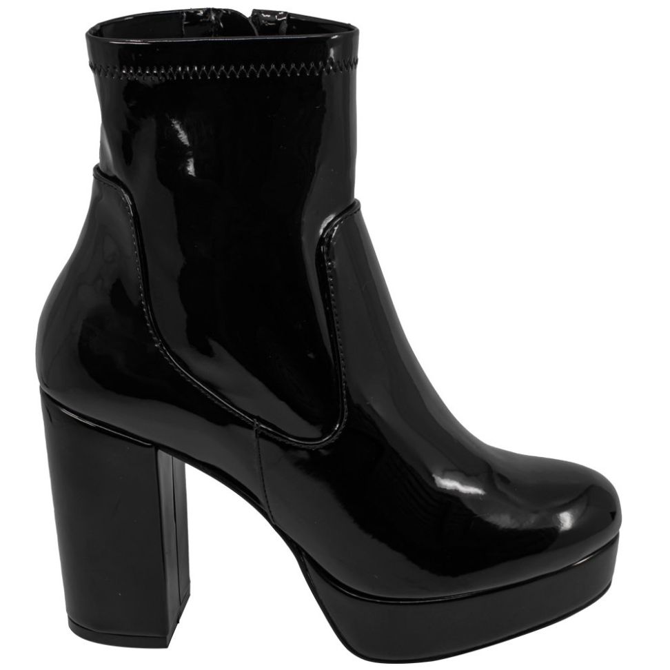 Bota de Charol con Plataforma Y Cierre Lateral Negra Efe