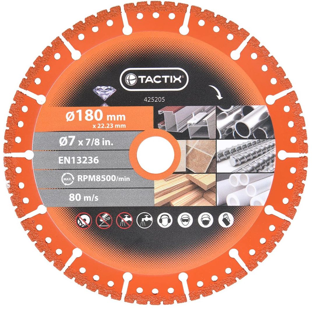 Disco Corte Diamante Tactix Multiusos 180Mm