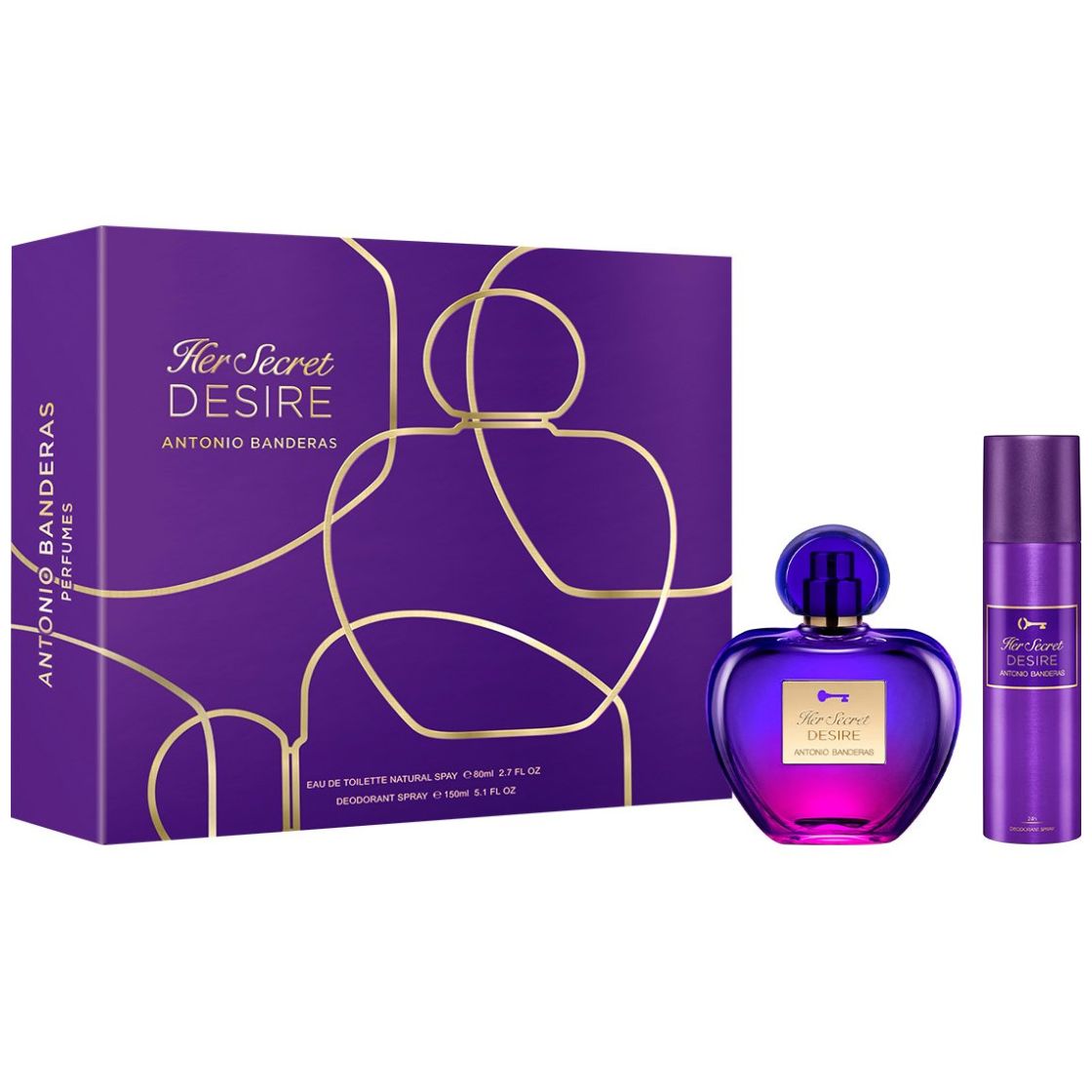 Fragancia Set Antonio Banderas Her Secret Desire Edt 80 Ml + Desodorante 150 Ml para Mujer