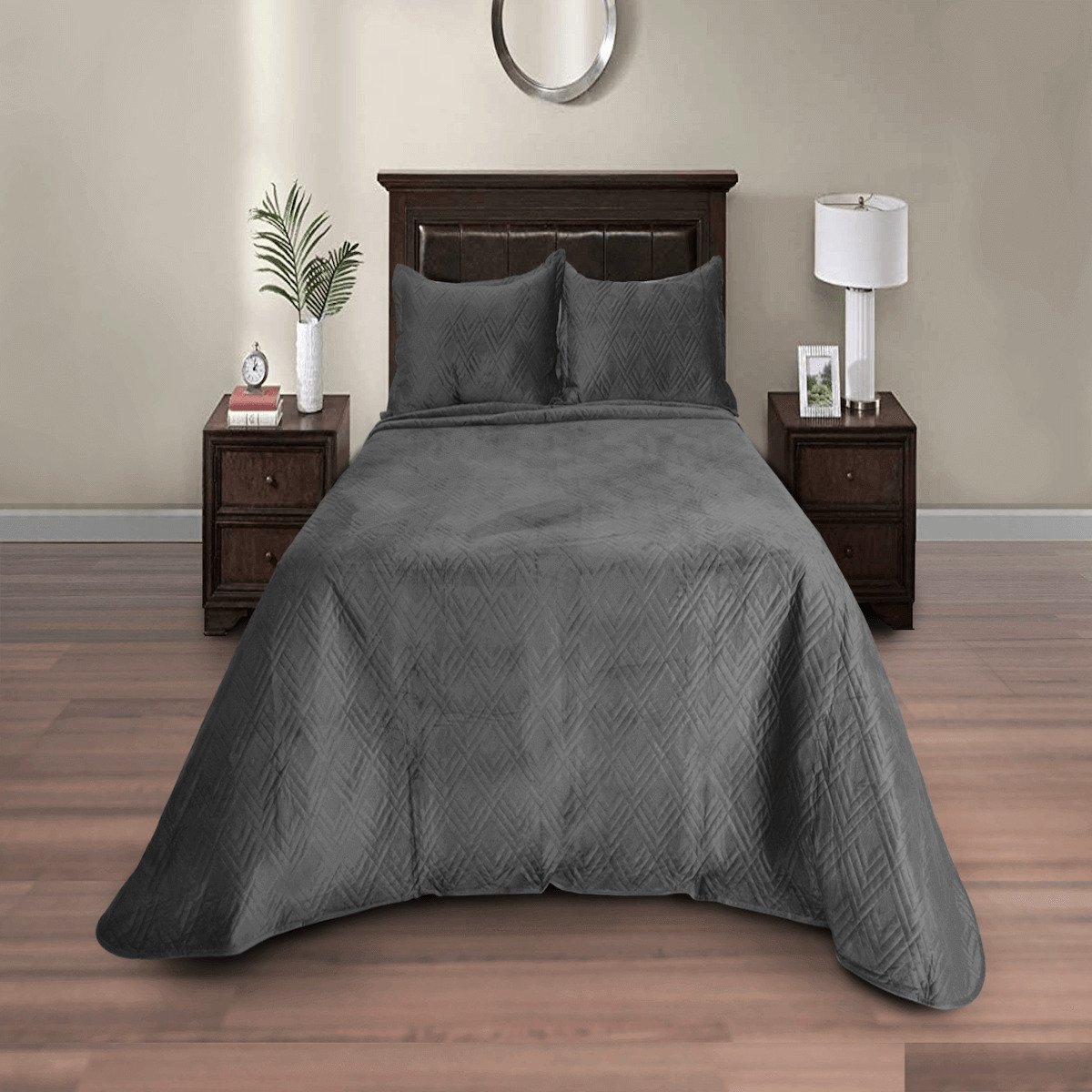 Colcha Velvet Gris Dormireal - King Size