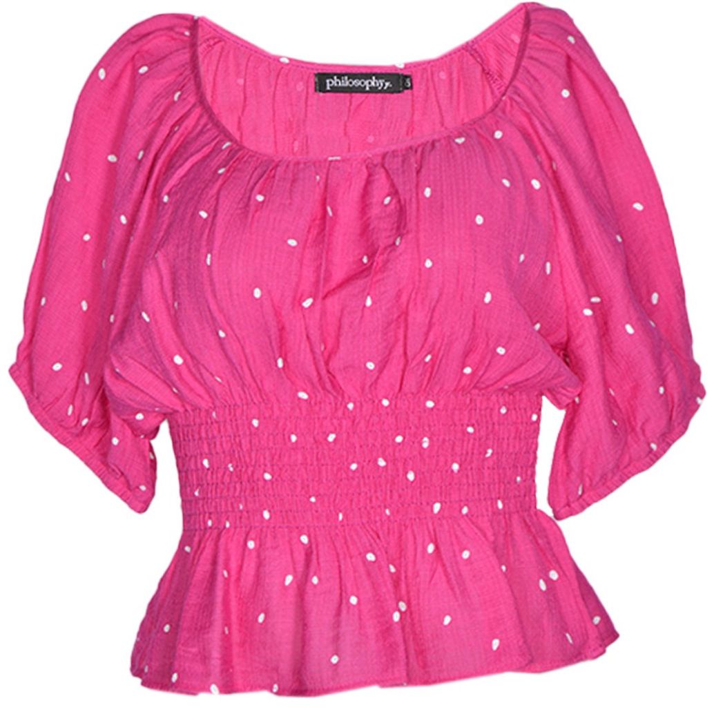 Blusa con Elástico en Cintura y Estampado de Lunares Philosophy para Mujer