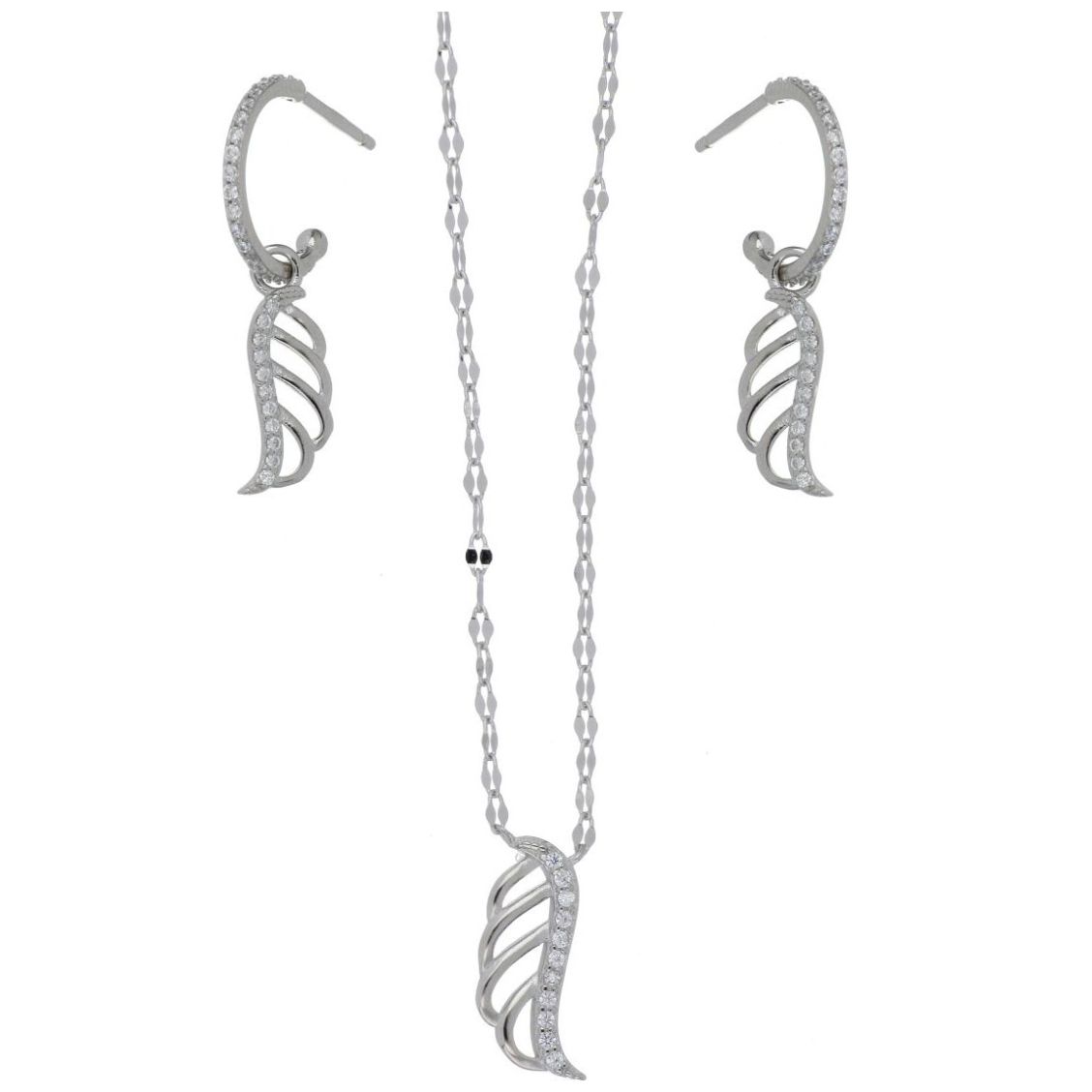 Set Arete+Dije Cadena Plata .925 Ala Farfalla Bonetti