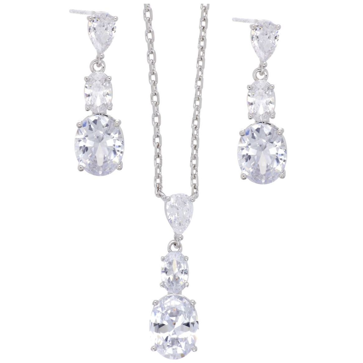 Set Arete+Dije con Cadena con Acabado en Rodio Farfalla Bonetti