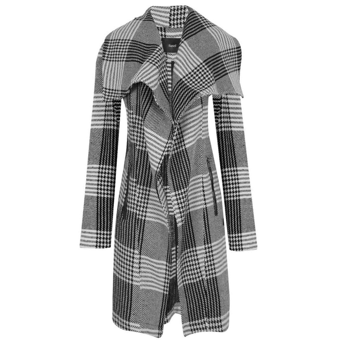 Abrigo Basel Cuello Solapa Diseño Estampado Príncipe de Gales