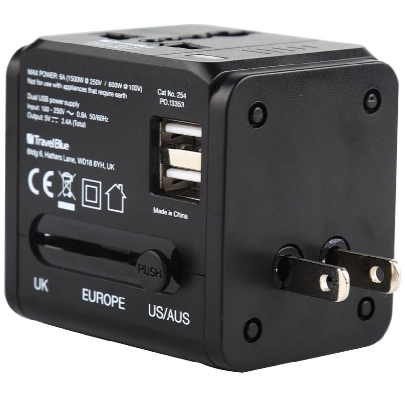 Adaptador Mundial de Viaje Negro Travel Blue