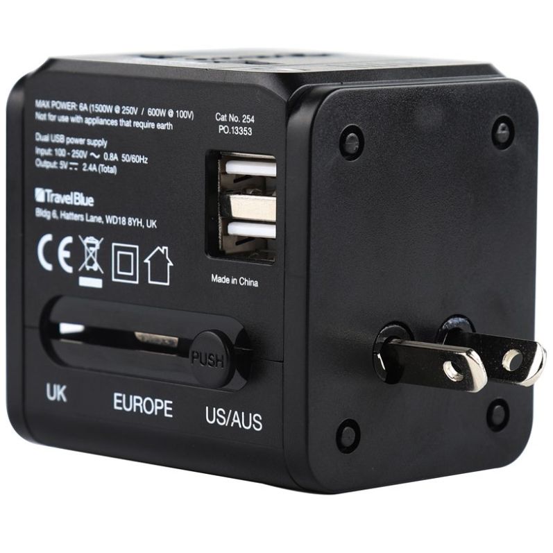 Adaptador Mundial de Viaje Negro Travel Blue