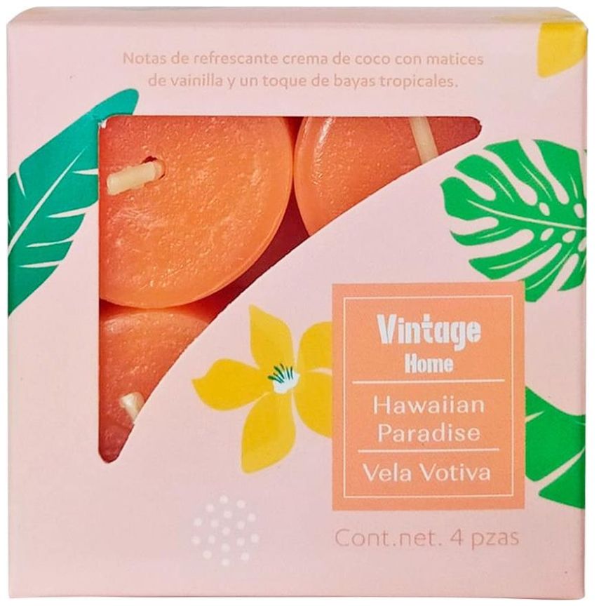 Vela Votiva S4 Fragancia Hawaian Paradise Vintage Home