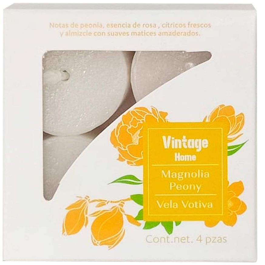 Vela Votiva S4 Fragancia Magnolia Peony Vintage Home