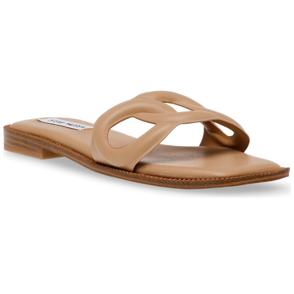 Sandalia Flat Tira Entrelazada Beige Steve Madden