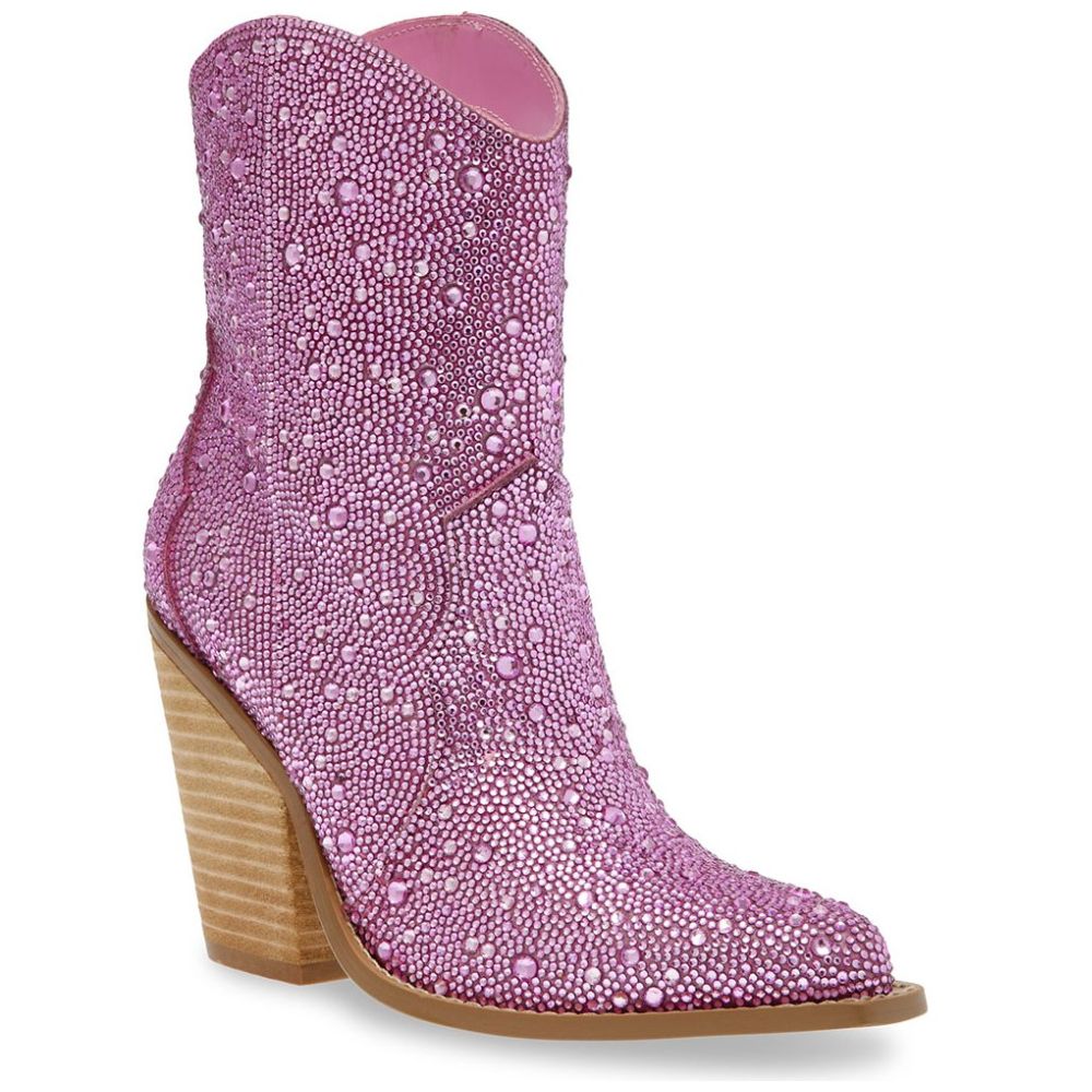 Botín Estilo Vaquero con Brillos Rosa Steve Madden