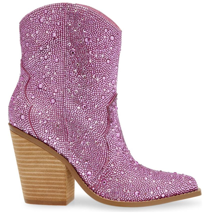 Botín Estilo Vaquero con Brillos Rosa Steve Madden