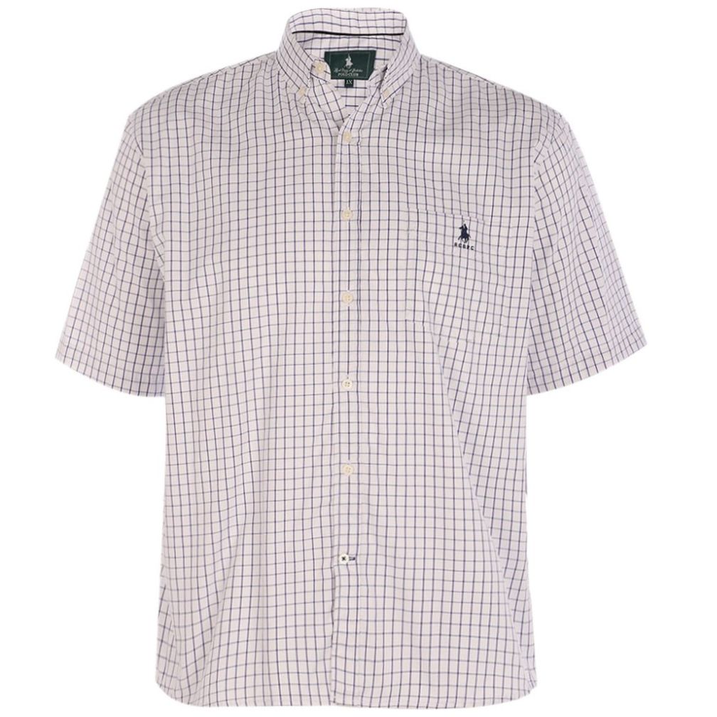 Camisa Polo Club Manga Corta Cuadros Azul para Hombre