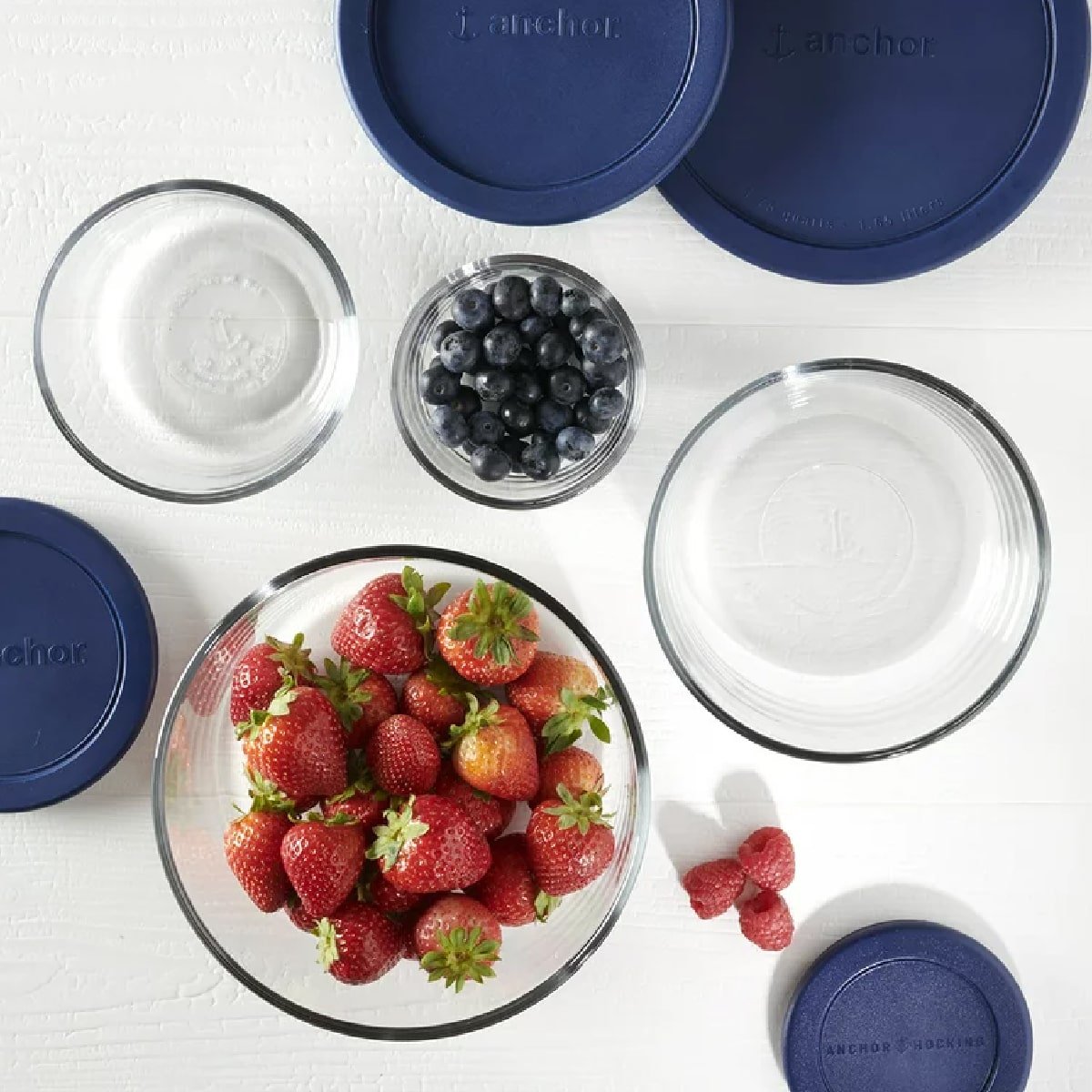 Refractario Vidrio Redondo con Tapa Azul 240 Ml Anchor Hocking