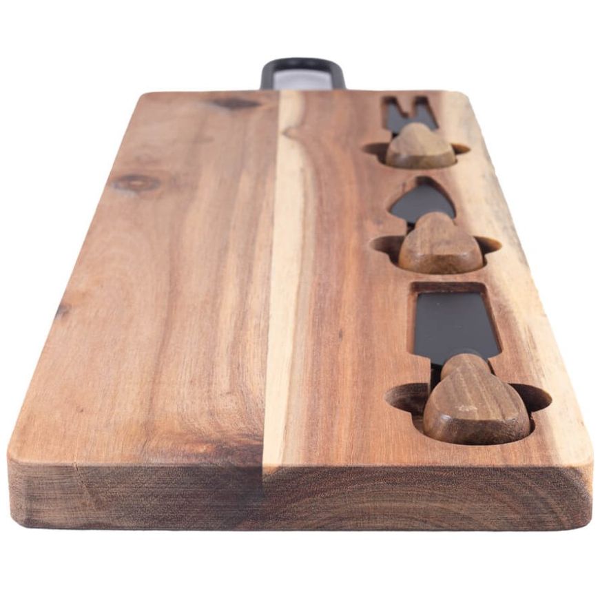 Home Nature Juego Tabla de Madera para Quesos con 3 Utensilios 
42.5*16*2 Cm